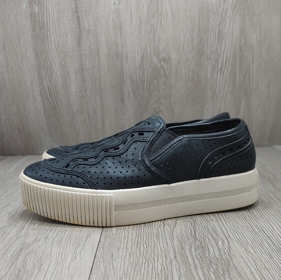 Ash Kingston Leather Platform Slip On Sneaker Black Perforated 37‎ Almond Toe - Picture 4 of 12